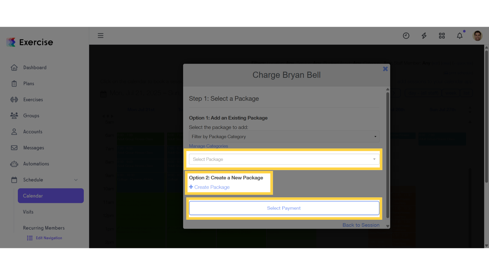 Select a Package or Create a New Package