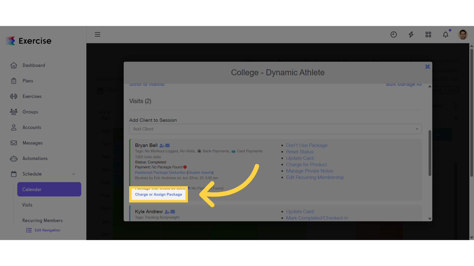 Click 'Charge or Assign Package'