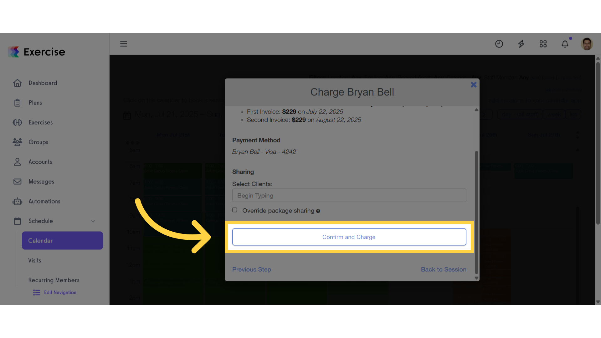Click 'Confirm and Charge'