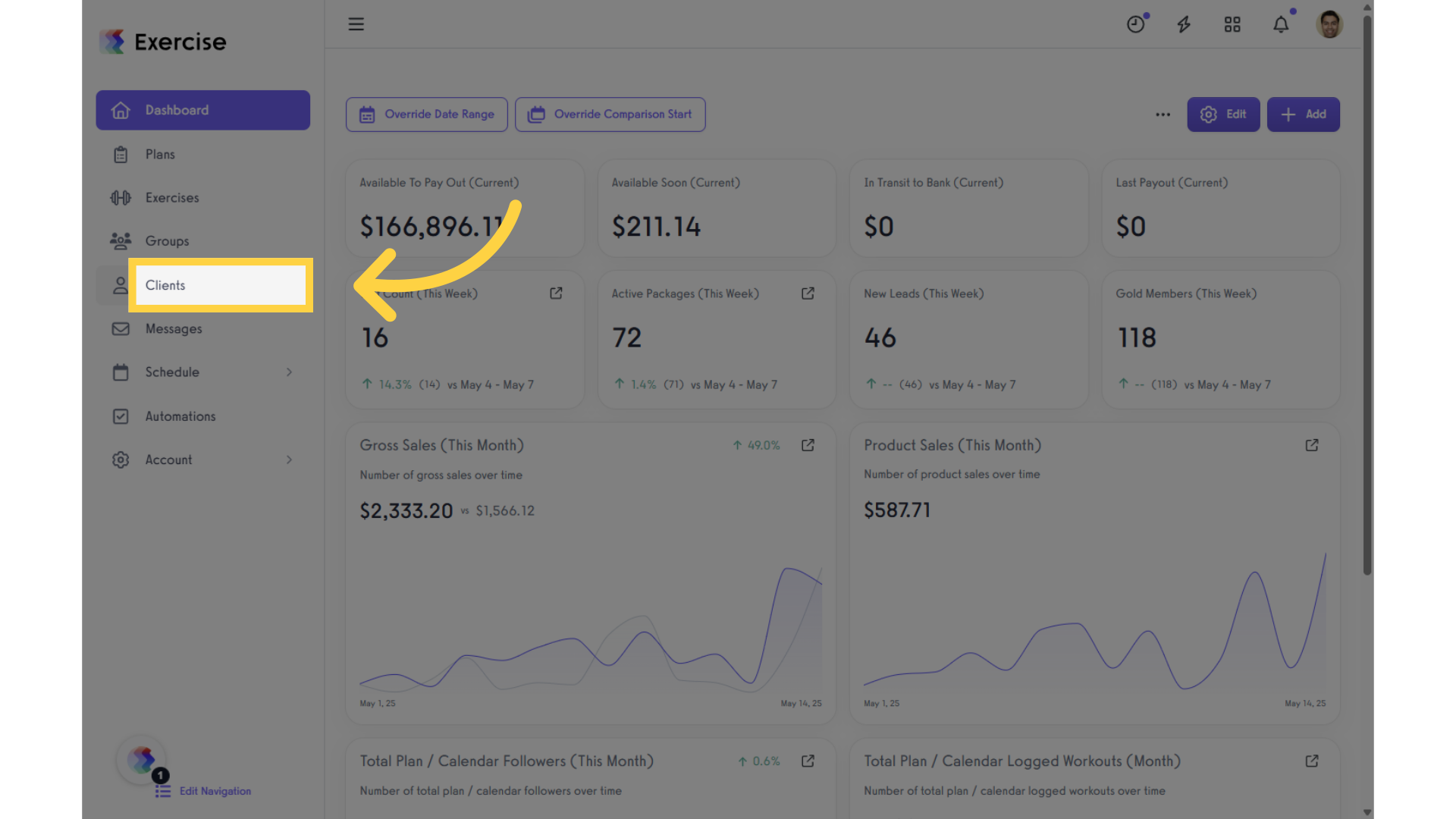  Click on the “Clients” tab on the left side bar.