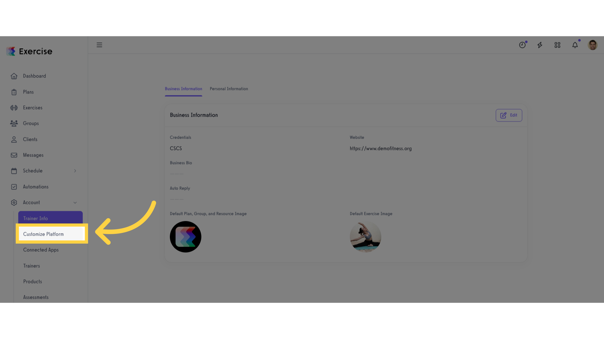 Click 'Customize Platform'.