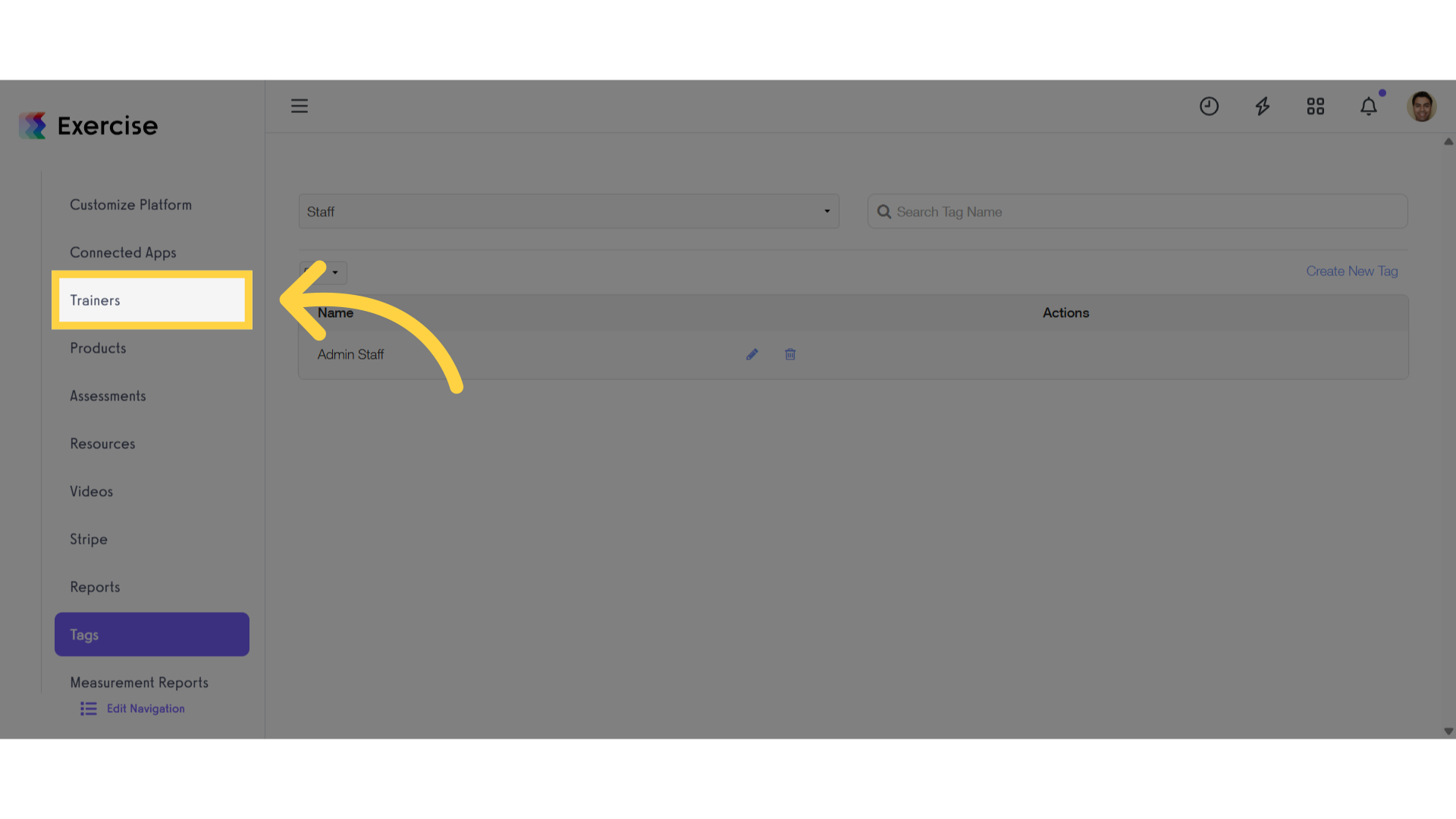 Go to the āTrainersā tab on the left side bar.