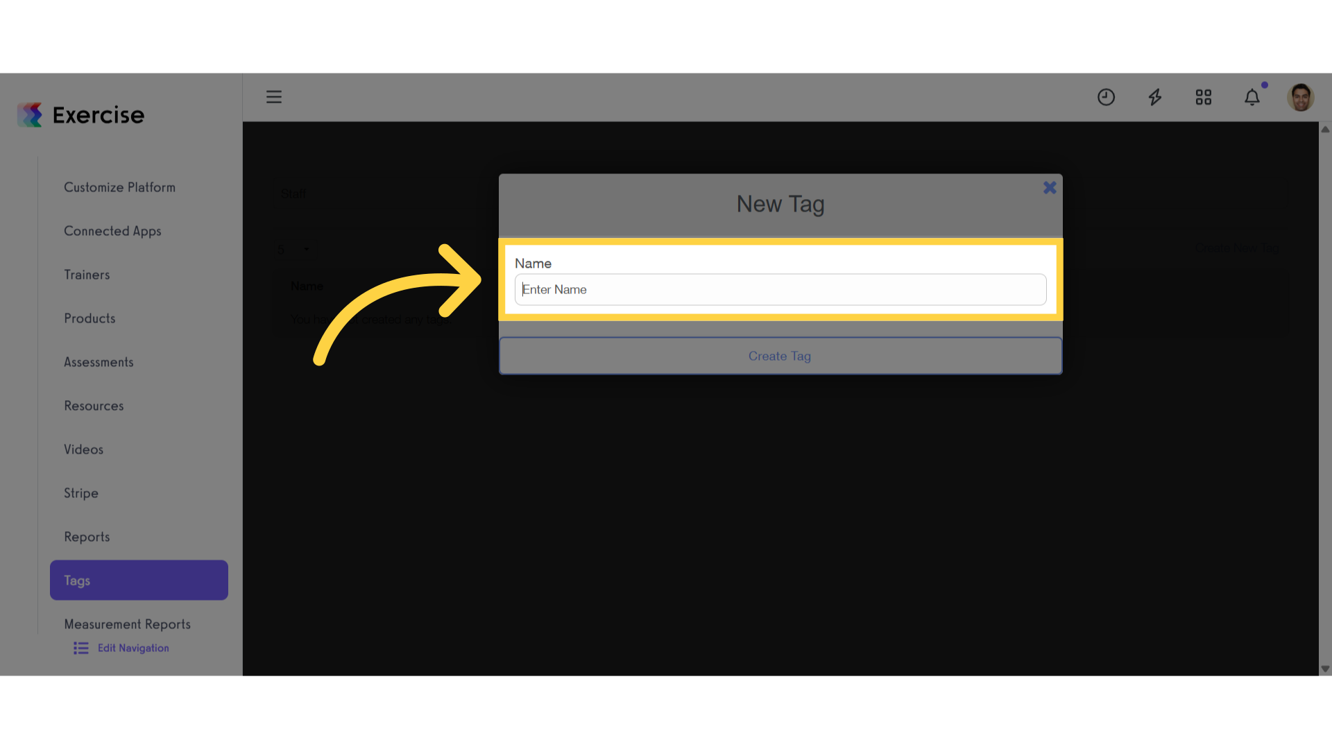 Enter a new tag name