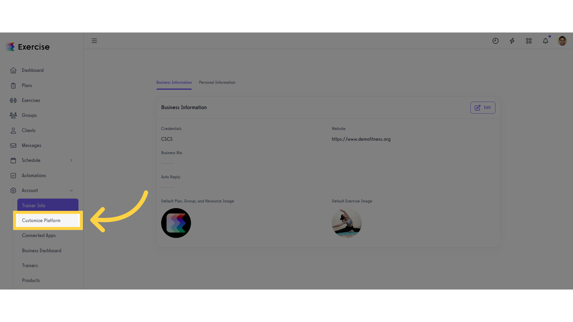 Click 'Customize Platform'.