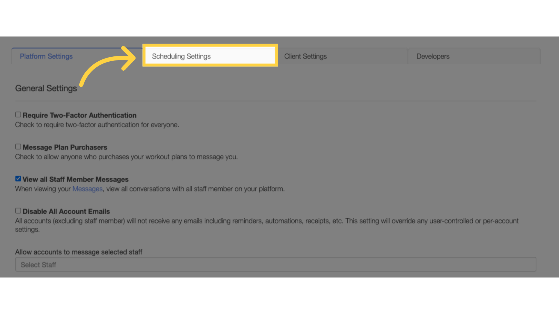 Click 'SchedulingĀ Settings' tab.