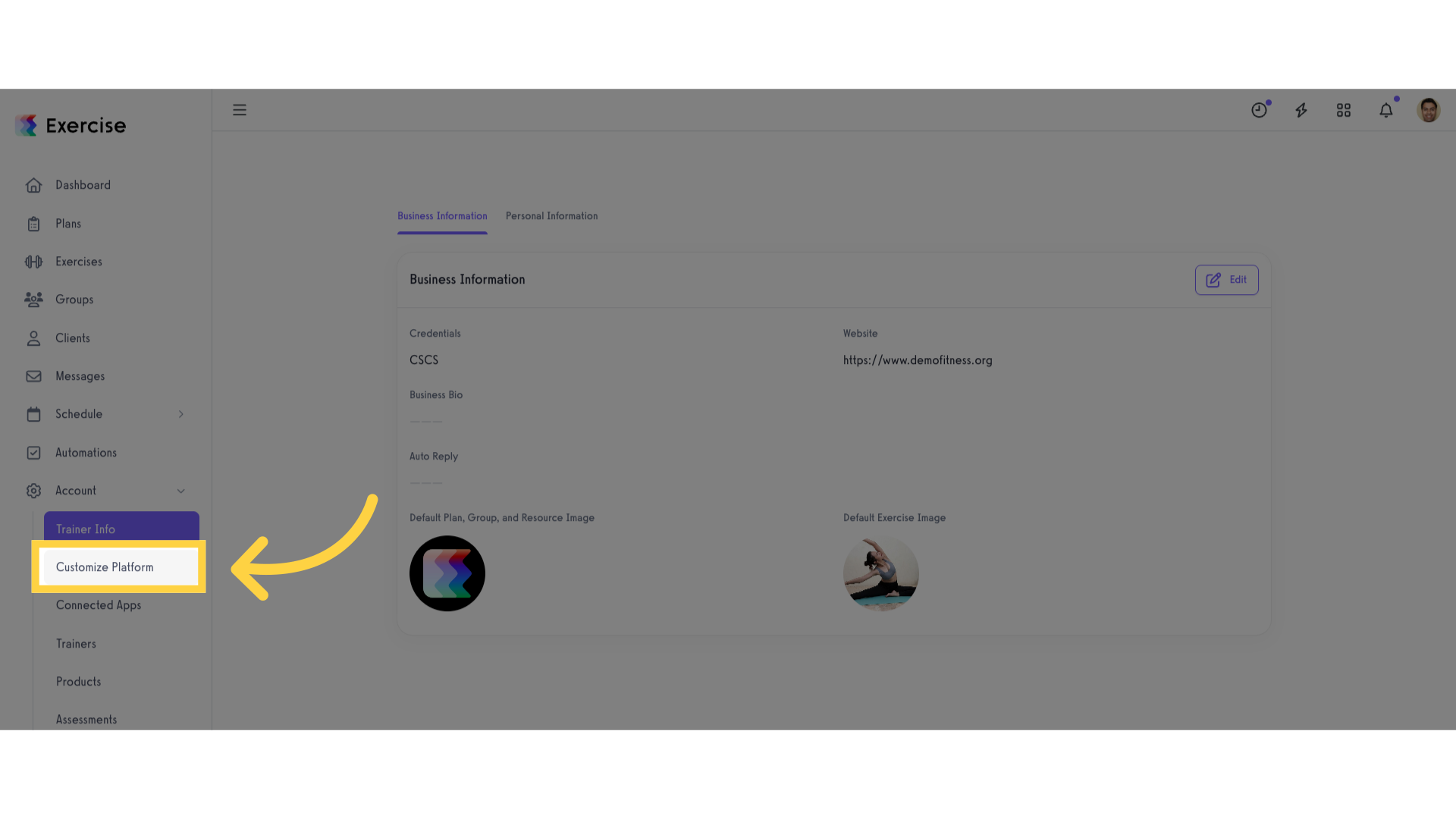 Click 'Customize Platform'.