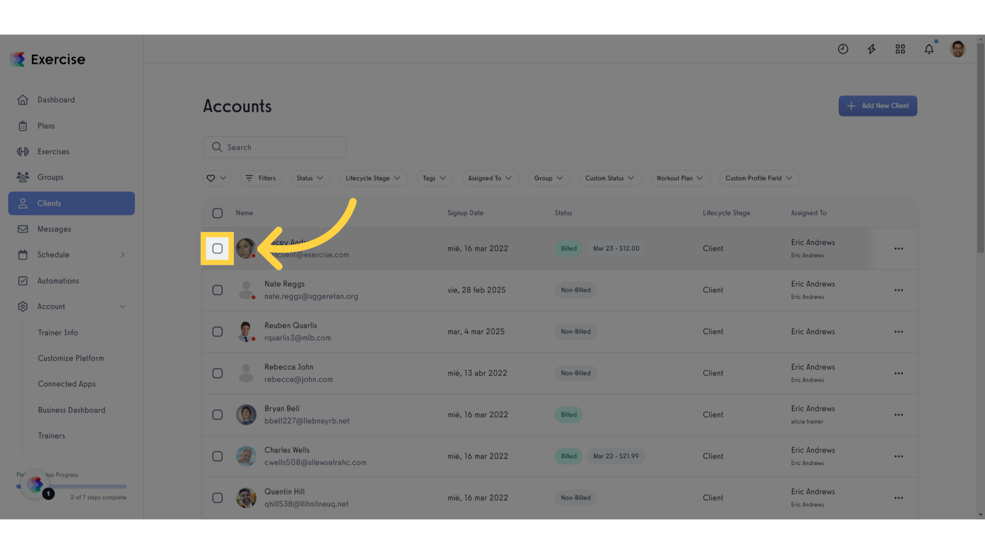 Select the client.