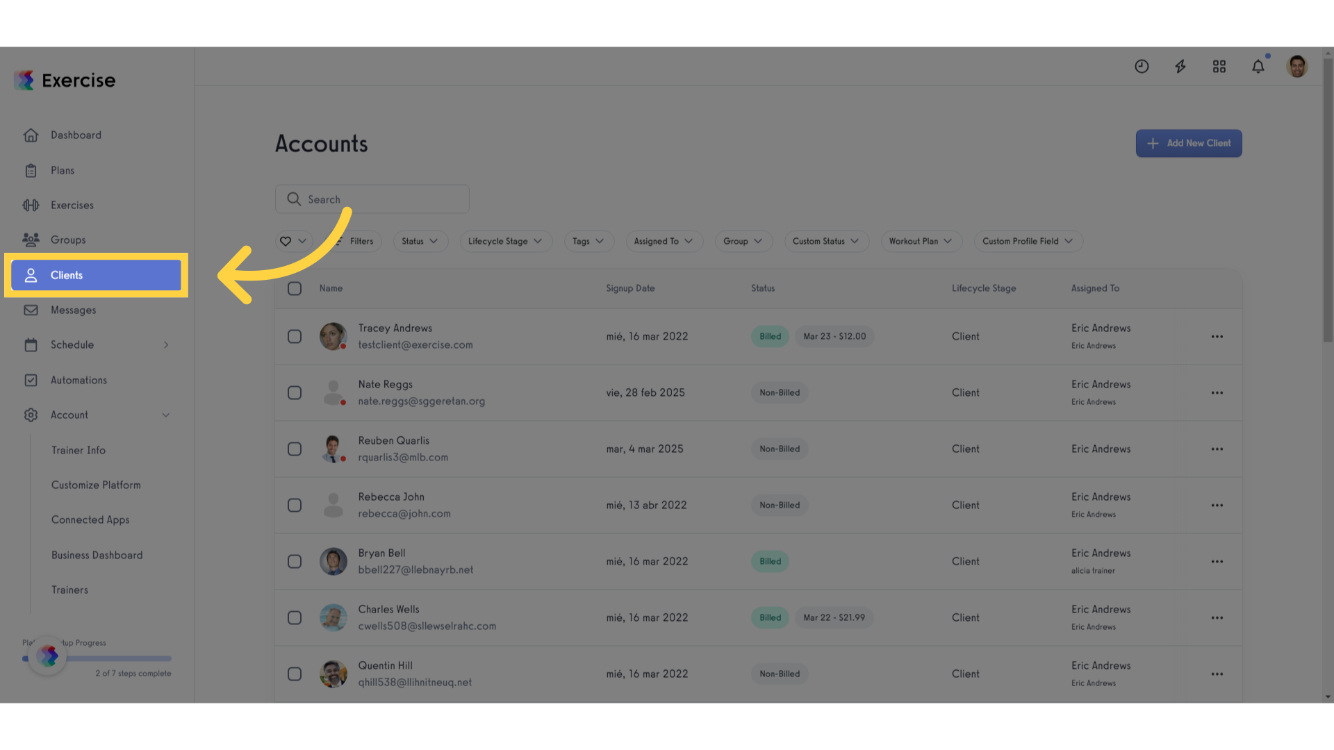 Click 'Clients'.