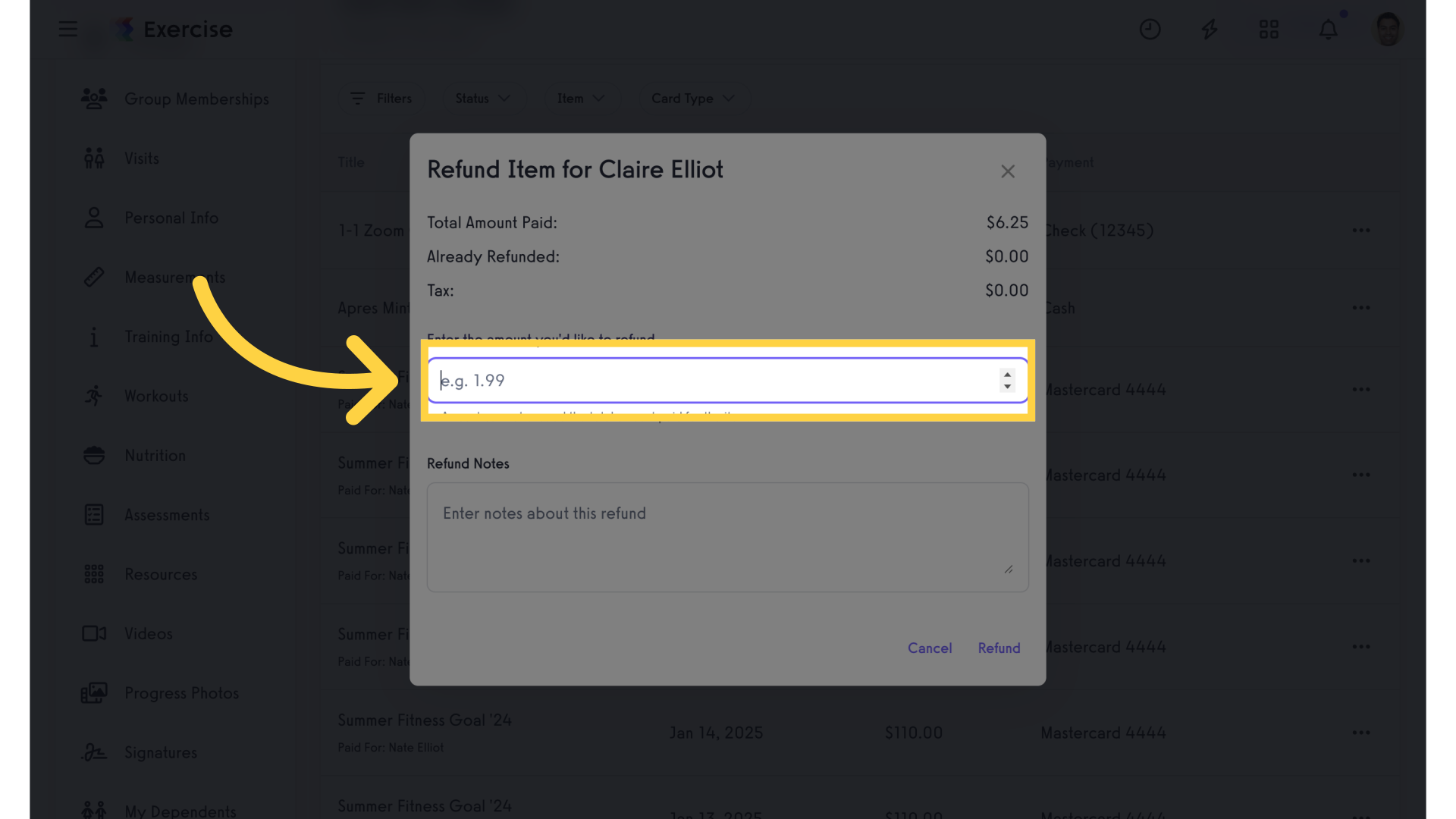 Enter Refund Amount