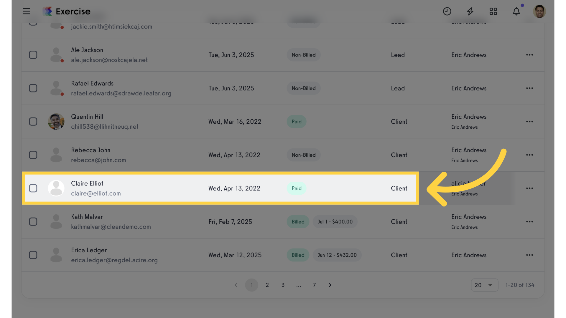 Select a client