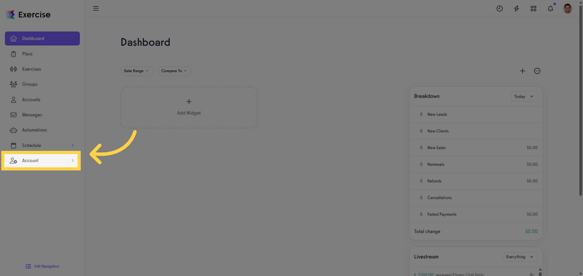Click 'Account'.