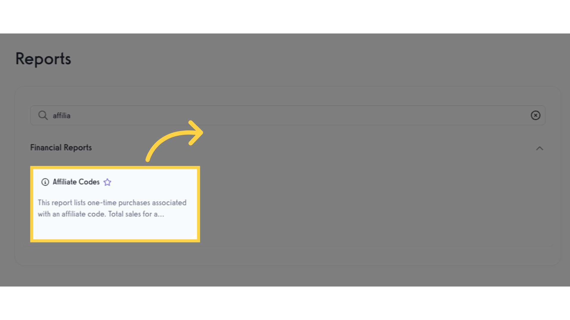 Click 'Affiliate Codes' report.