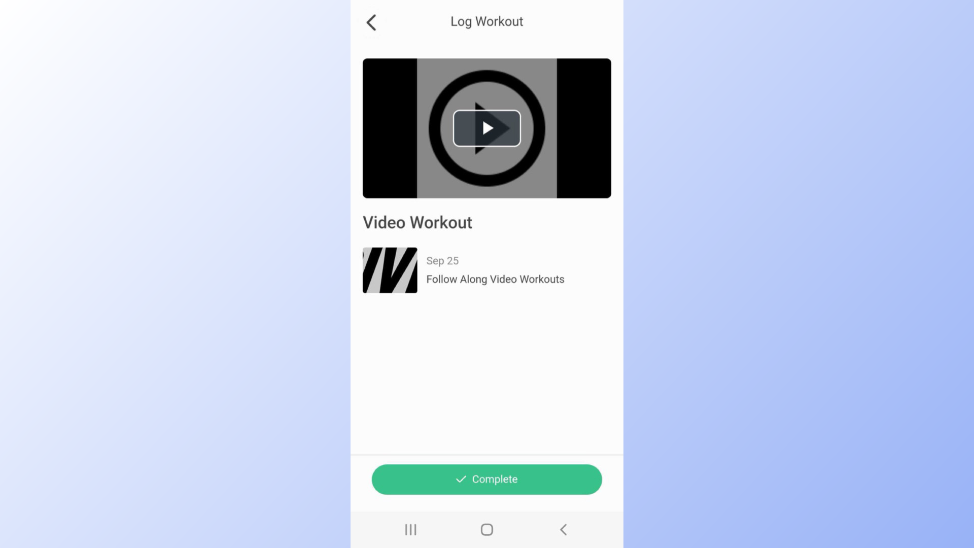 Logged Workout