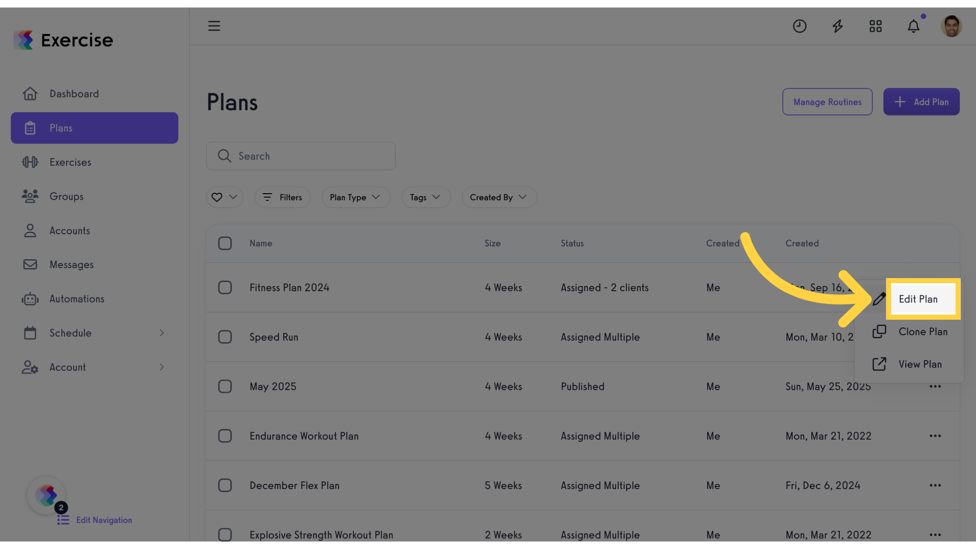 Click 'Edit Plan'