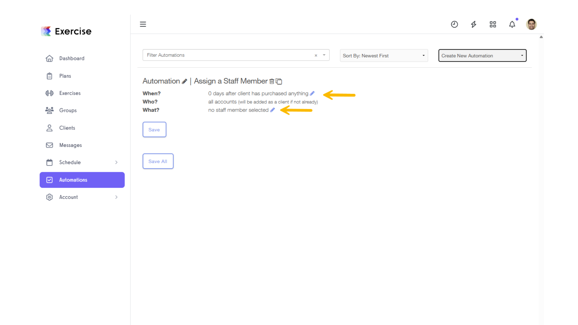 Click on the edit icons to customize the settings.
