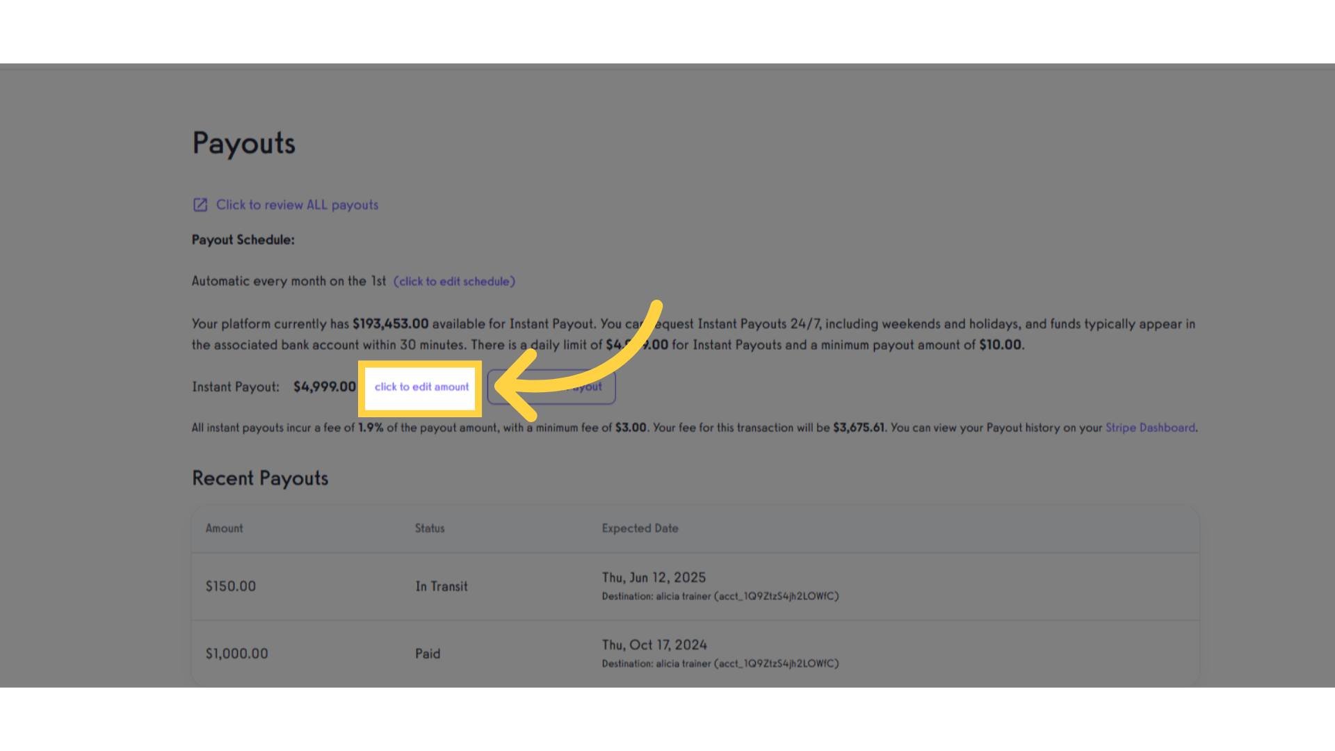 Select 'click to edit amount'.