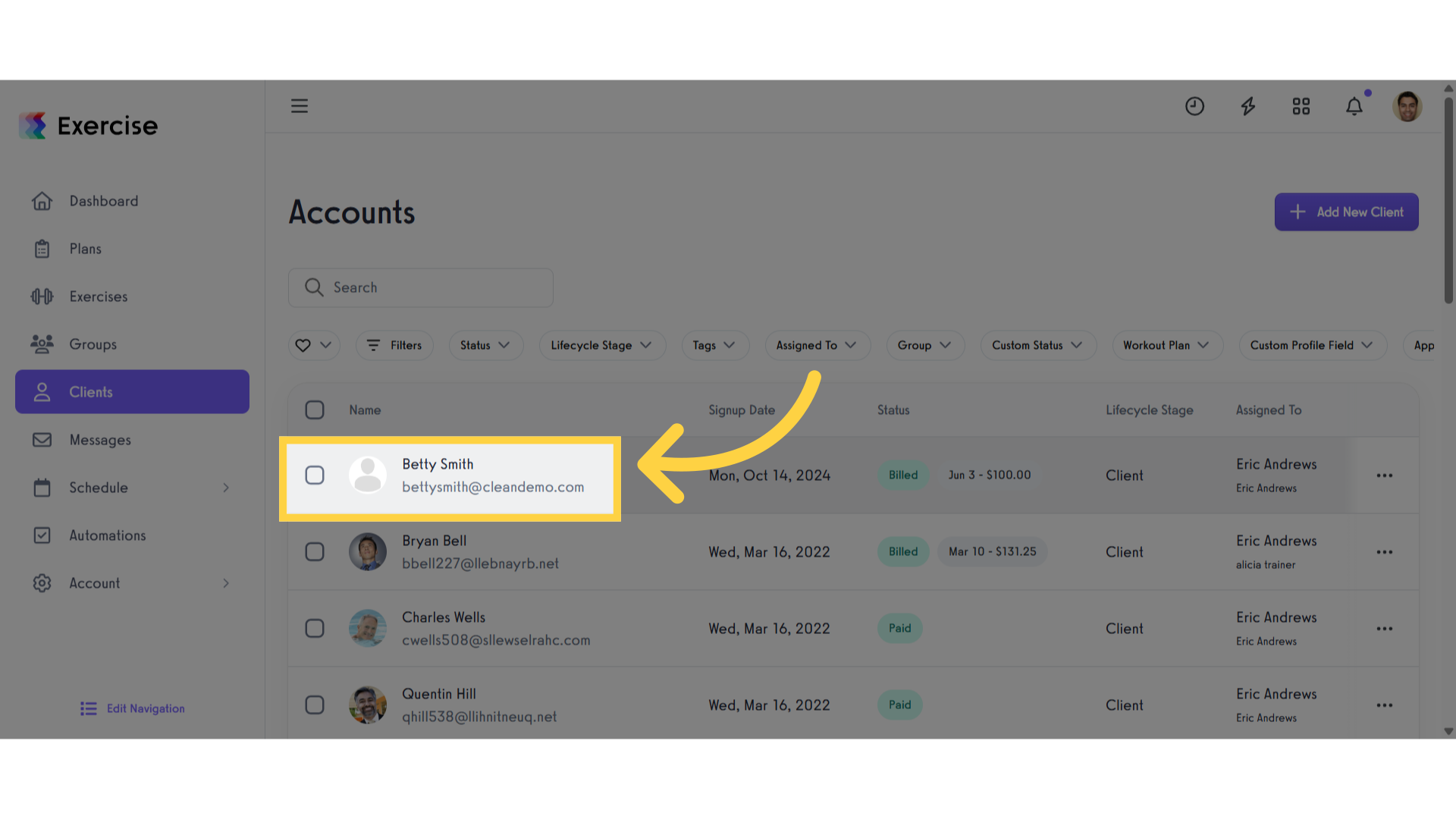 Select a Client