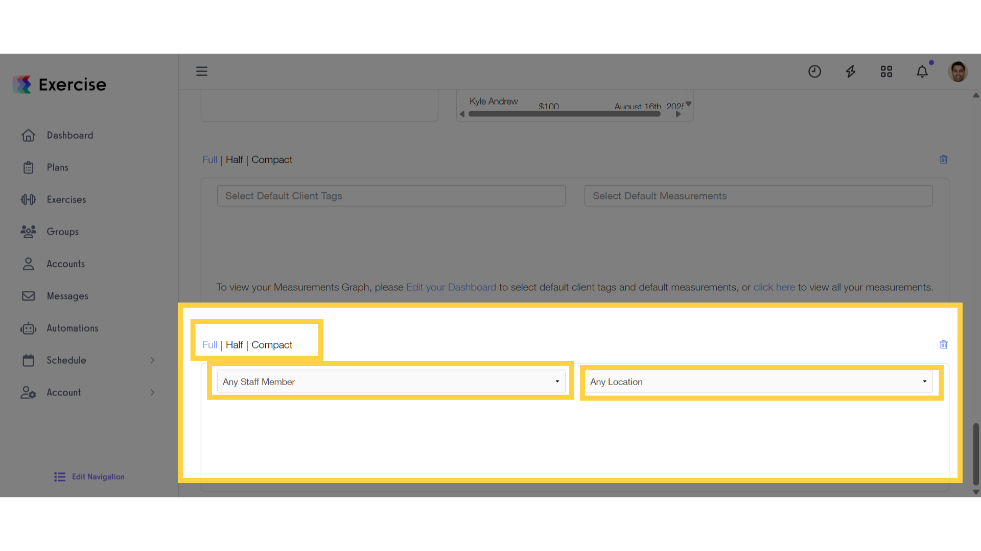 Customize Schedule
