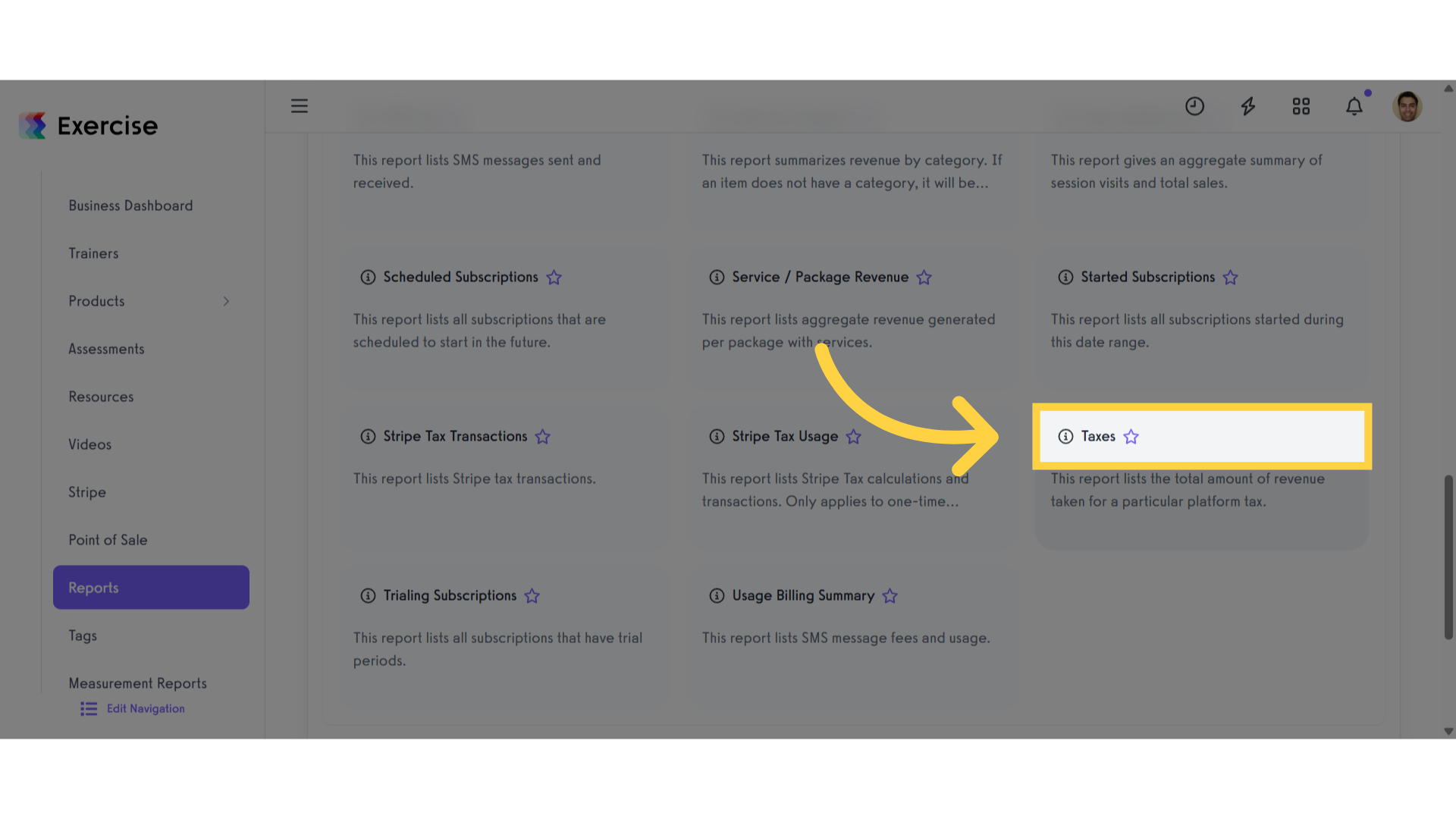 Click 'Taxes'