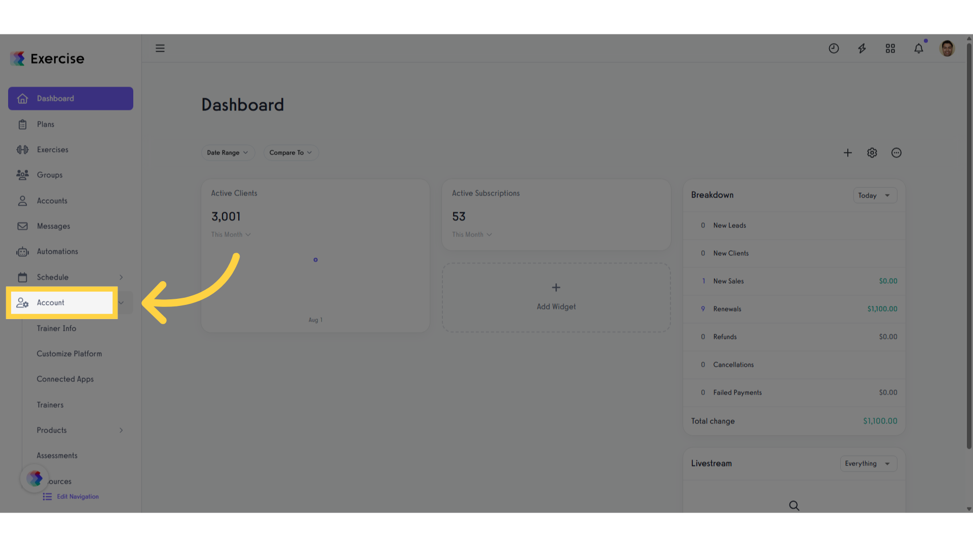 Click 'Account'