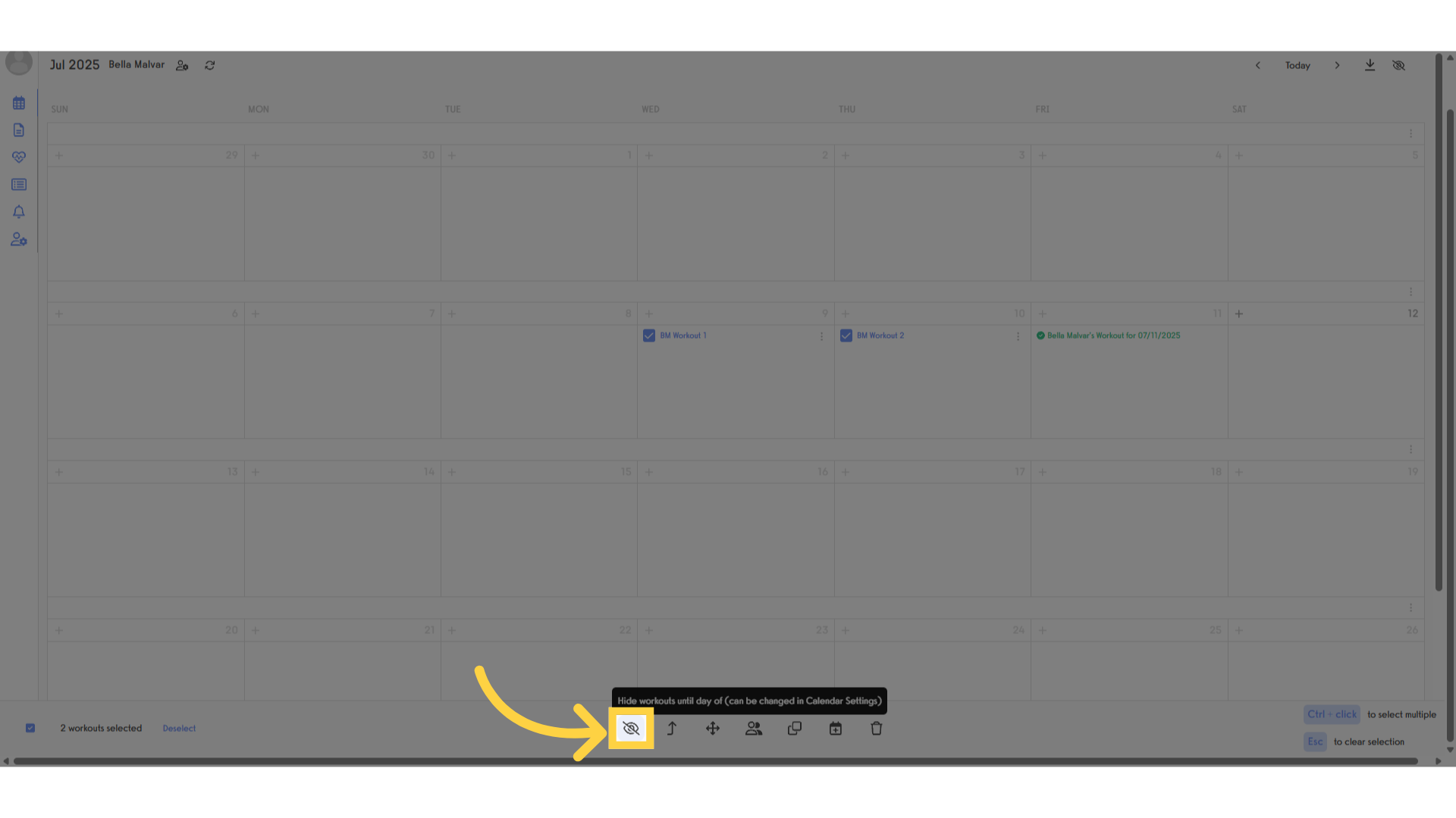 Click hide icon.