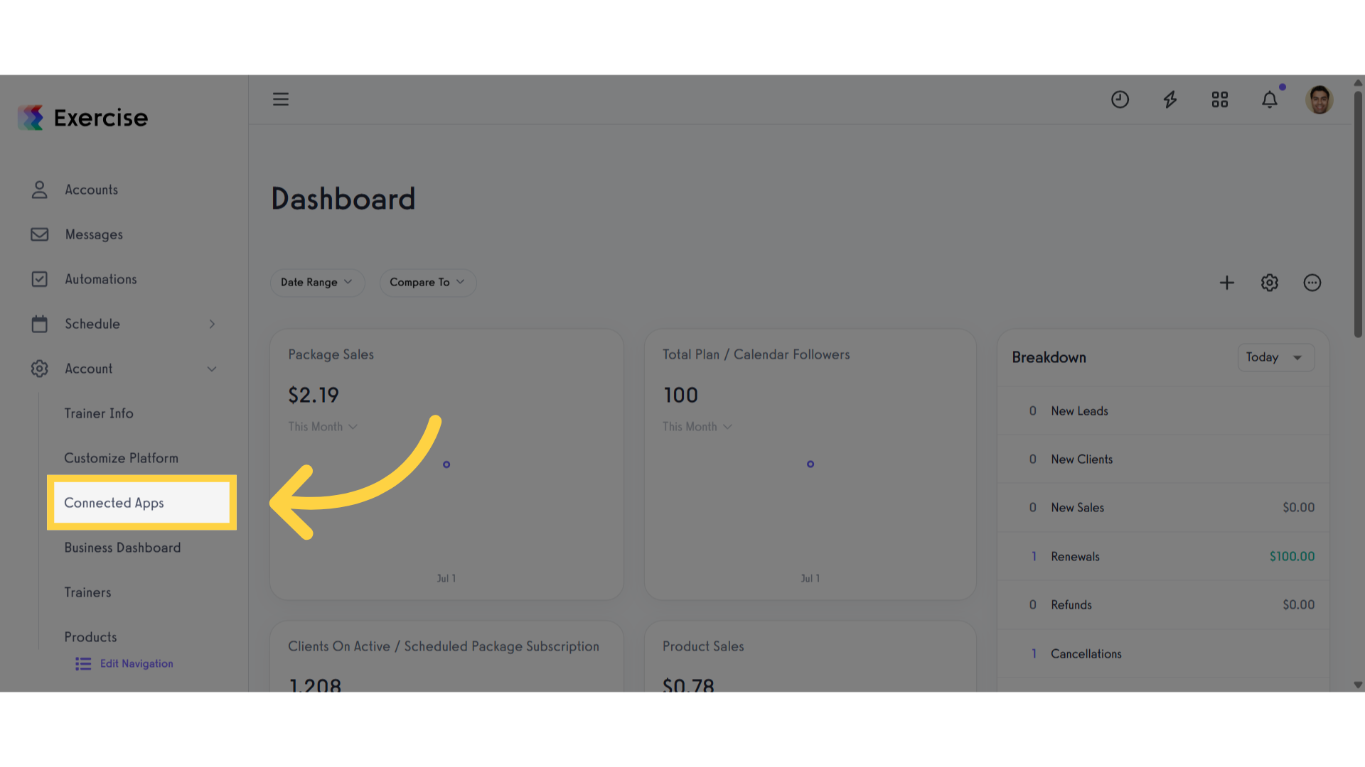 Click 'Connected Apps'