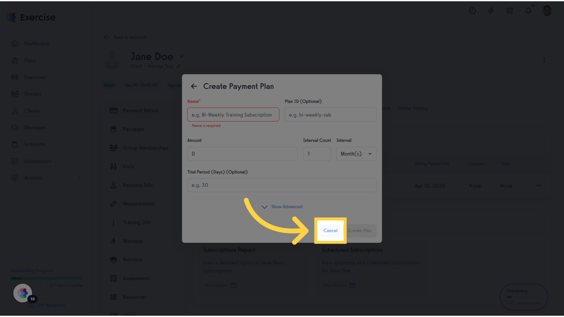 Click 'Cancel'.