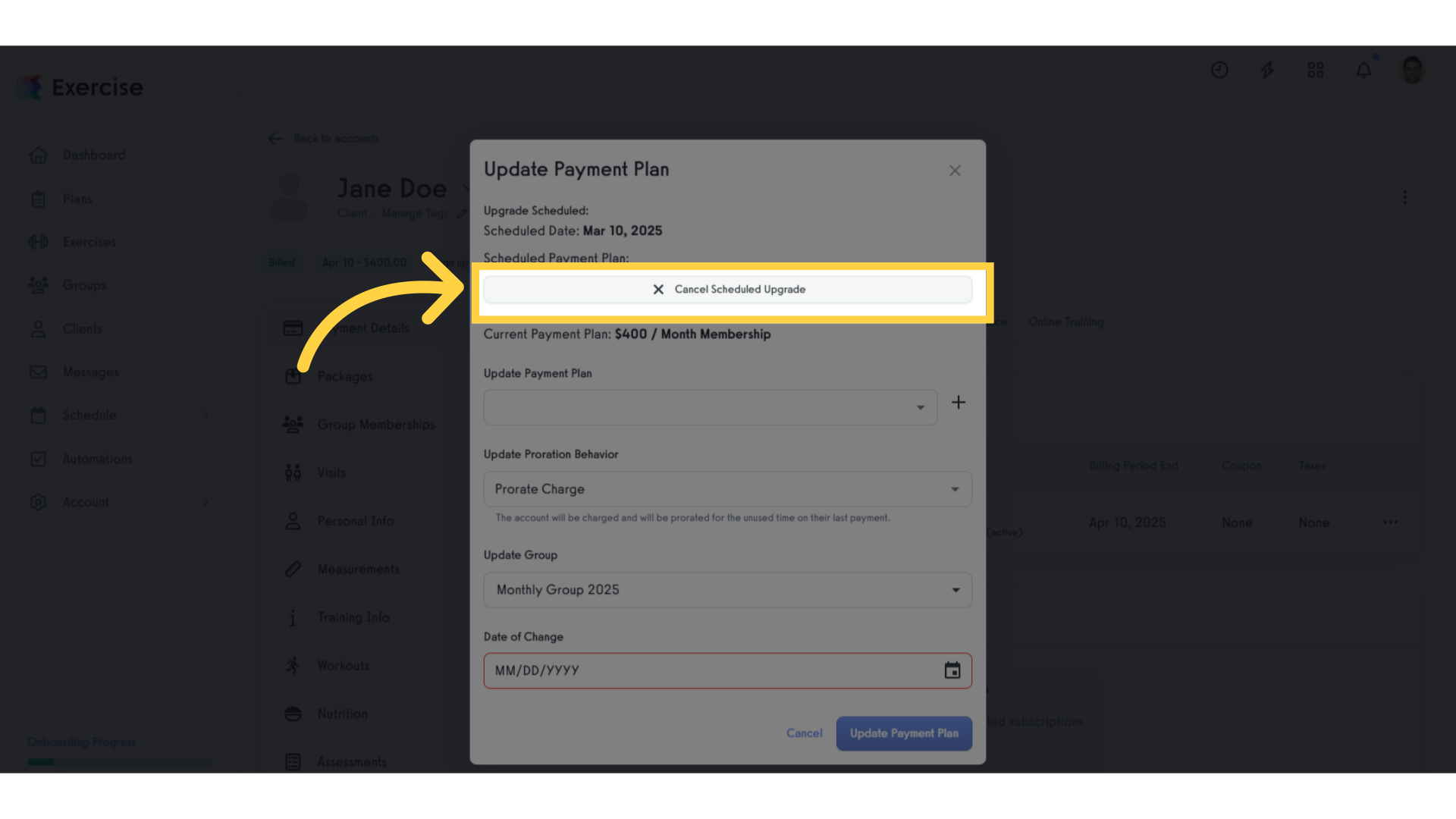 Click 'Cancel Scheduled Upgrade'.
