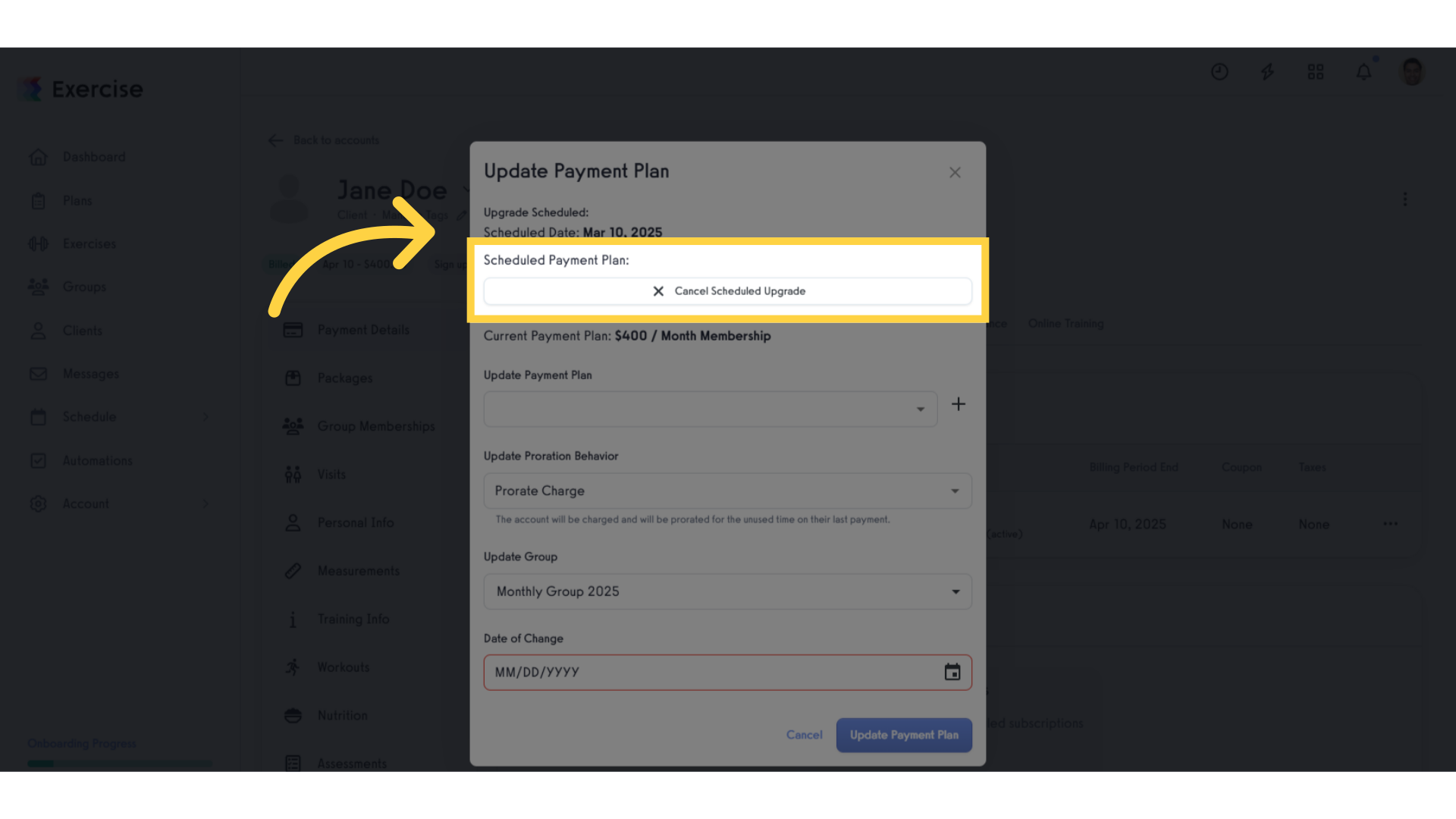 Click 'Scheduled Payment Plan:'.