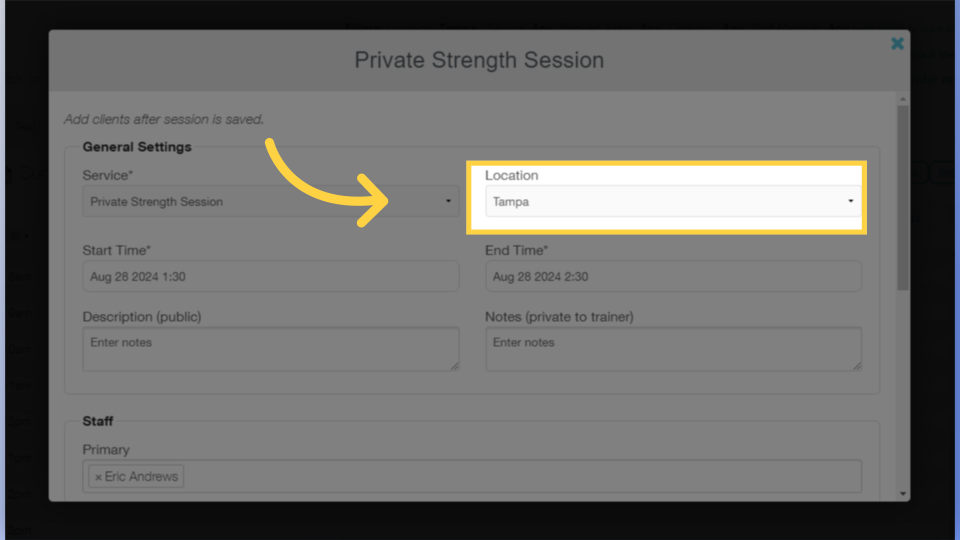 Choose the Location that matches the Assets you want to use in this Session.