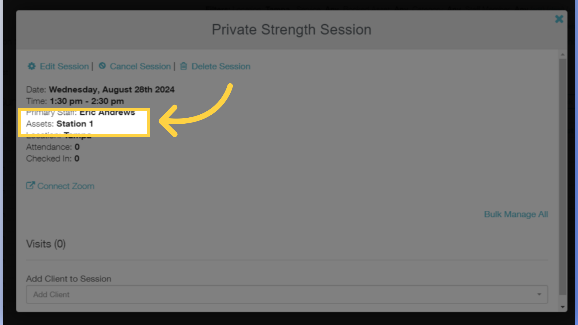 The Assets you've added to the Session will be displayed on the Session Summary.