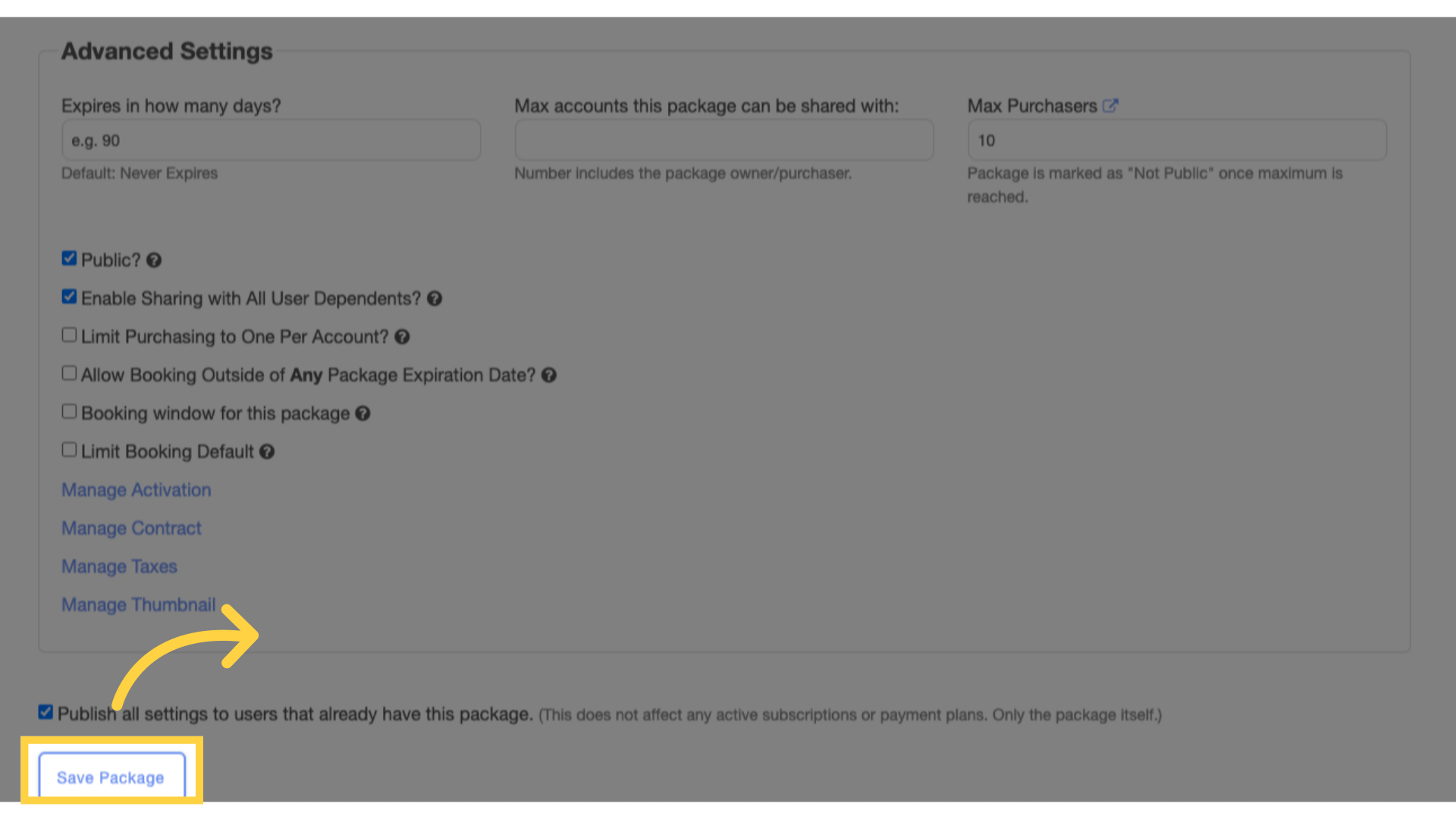 Click 'Save Package'.
