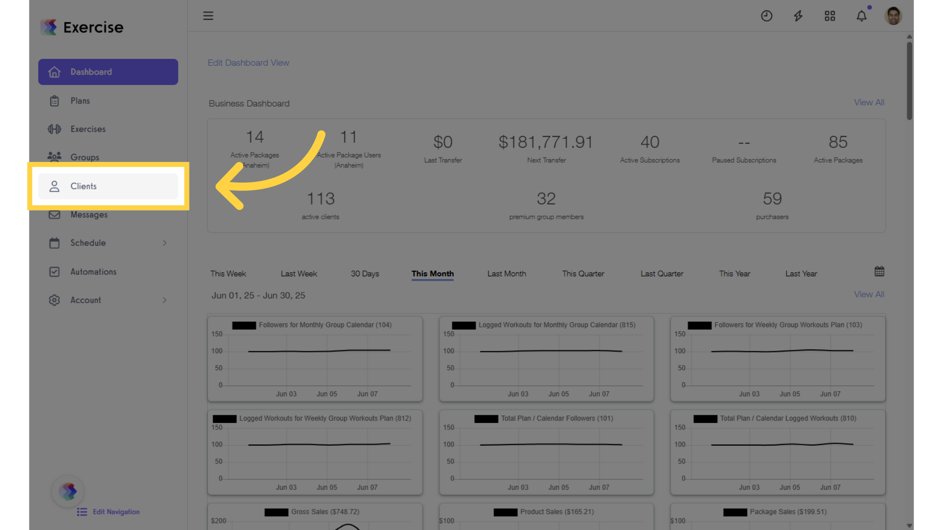 Click 'Clients' tab.
