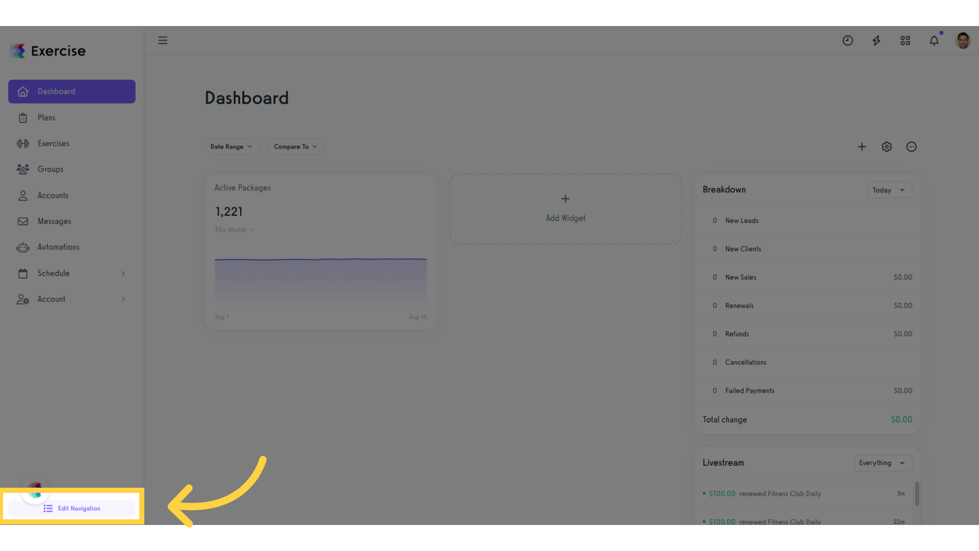 Click 'Edit Navigation'.