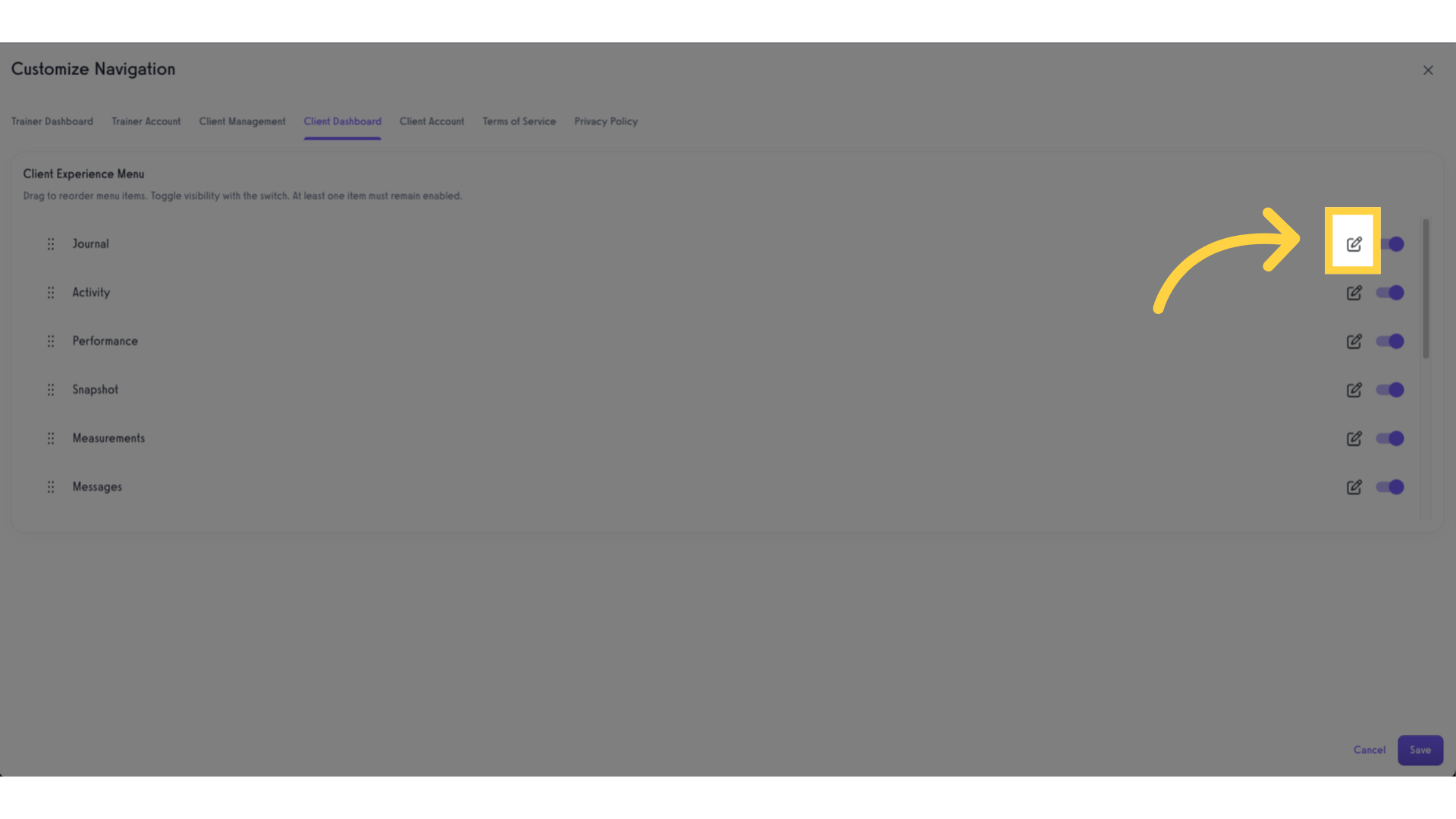 Edit Menu Item.
