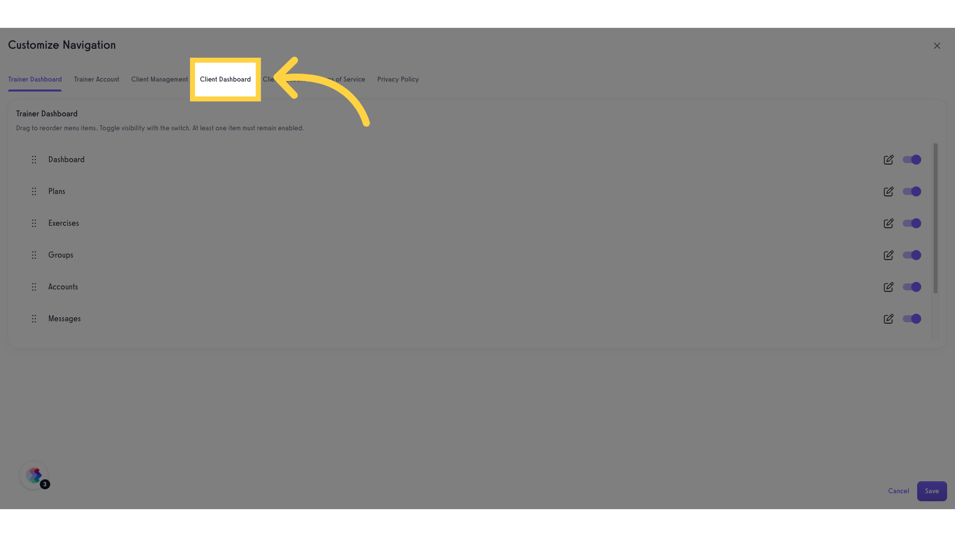 Click 'Client Dashboard'.