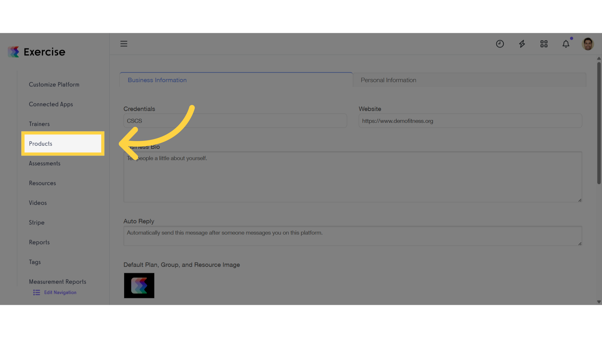 Click 'Products'