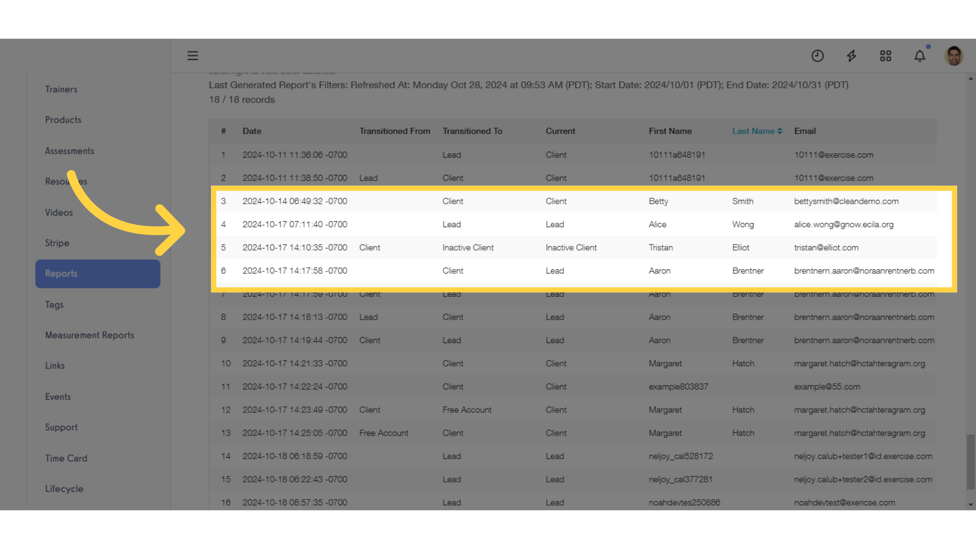 You'll see the transition actions for all accounts, based on your selected filters.