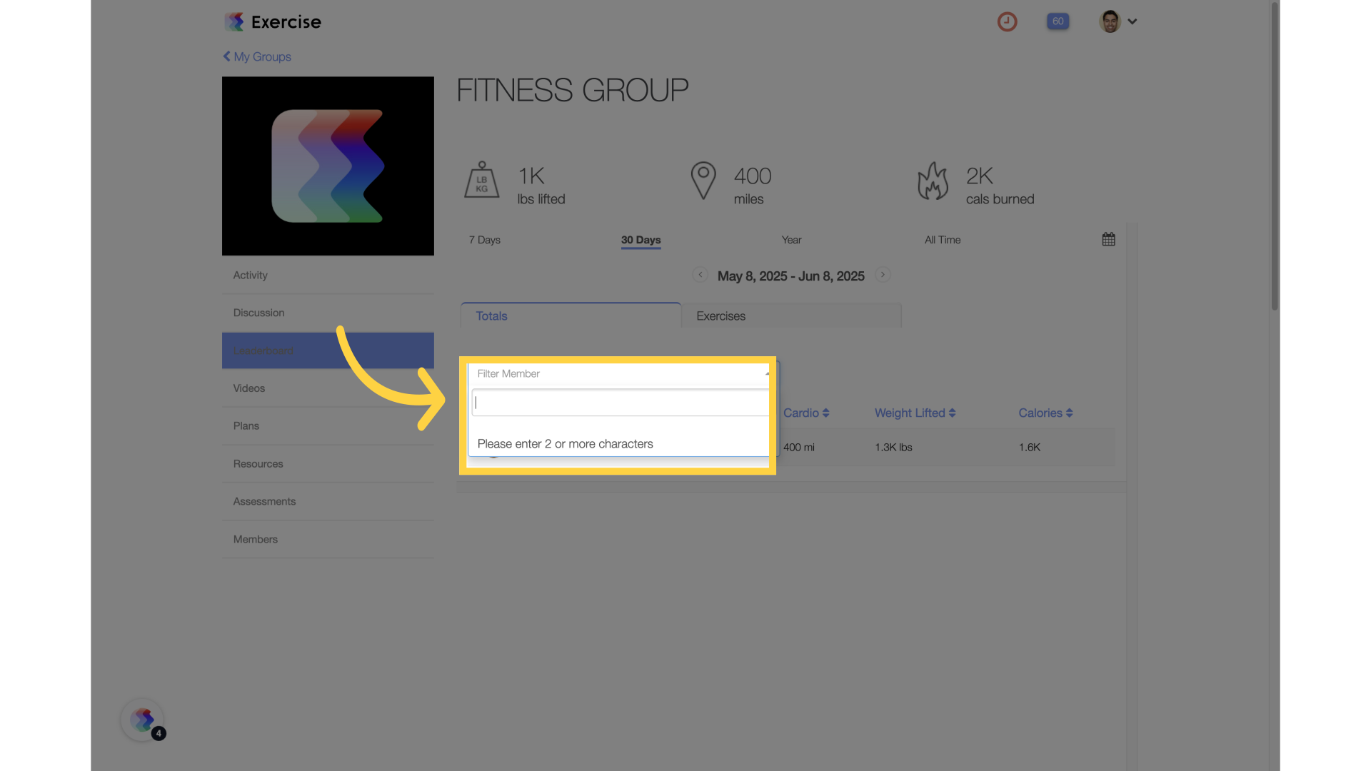 Click 'Filter Member'