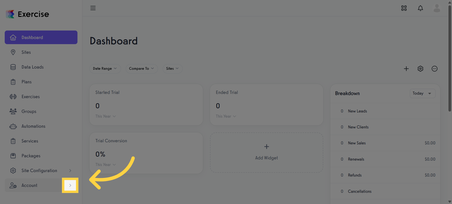 Click the arrow menu.