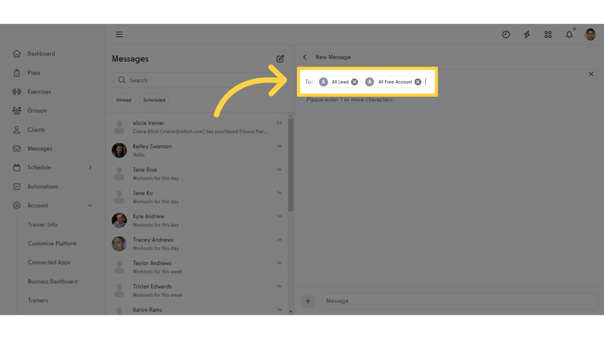 You can now communicate directly with leads on the Messages tab, and can also send bulk messages to everyone in a given Lifecycle Stage.