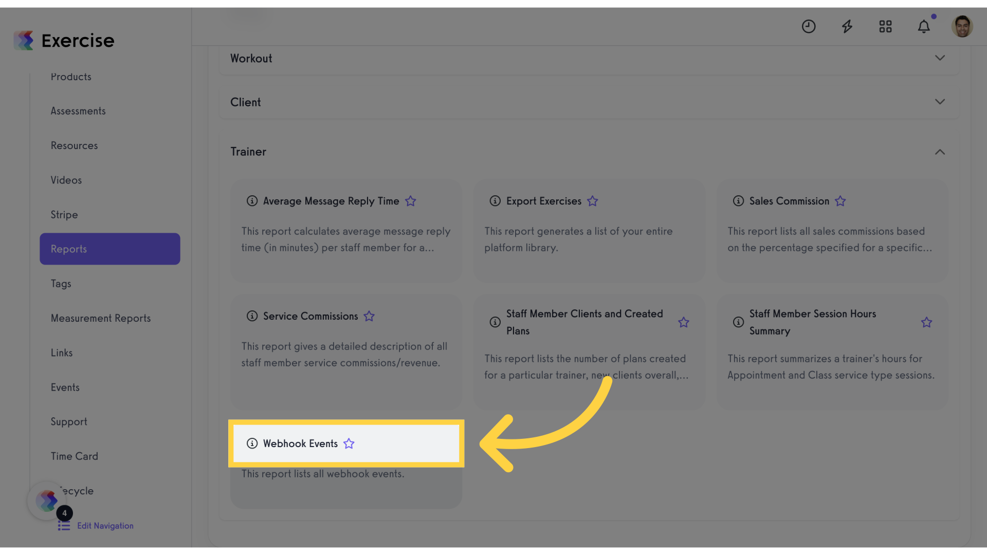 Click 'Webhook Events'