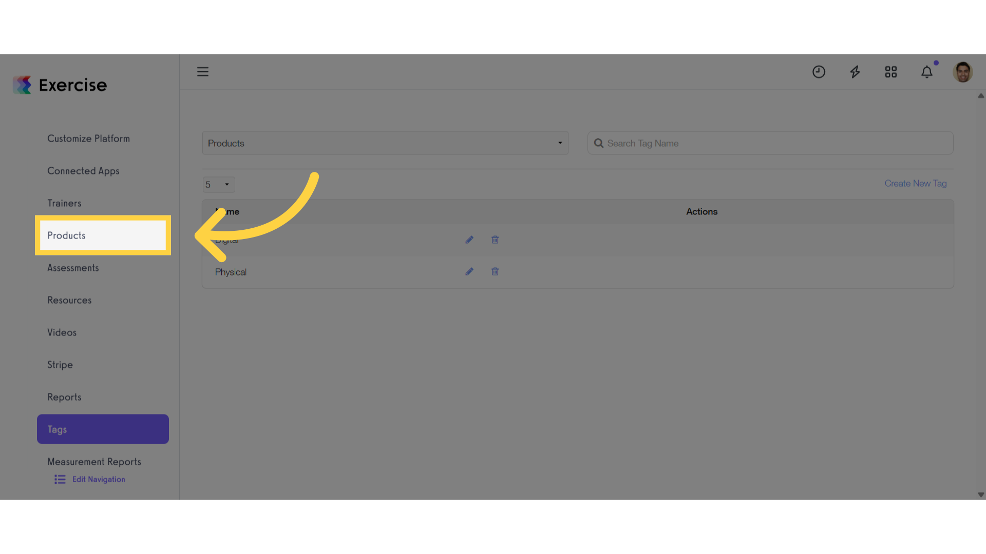 Click 'Products'