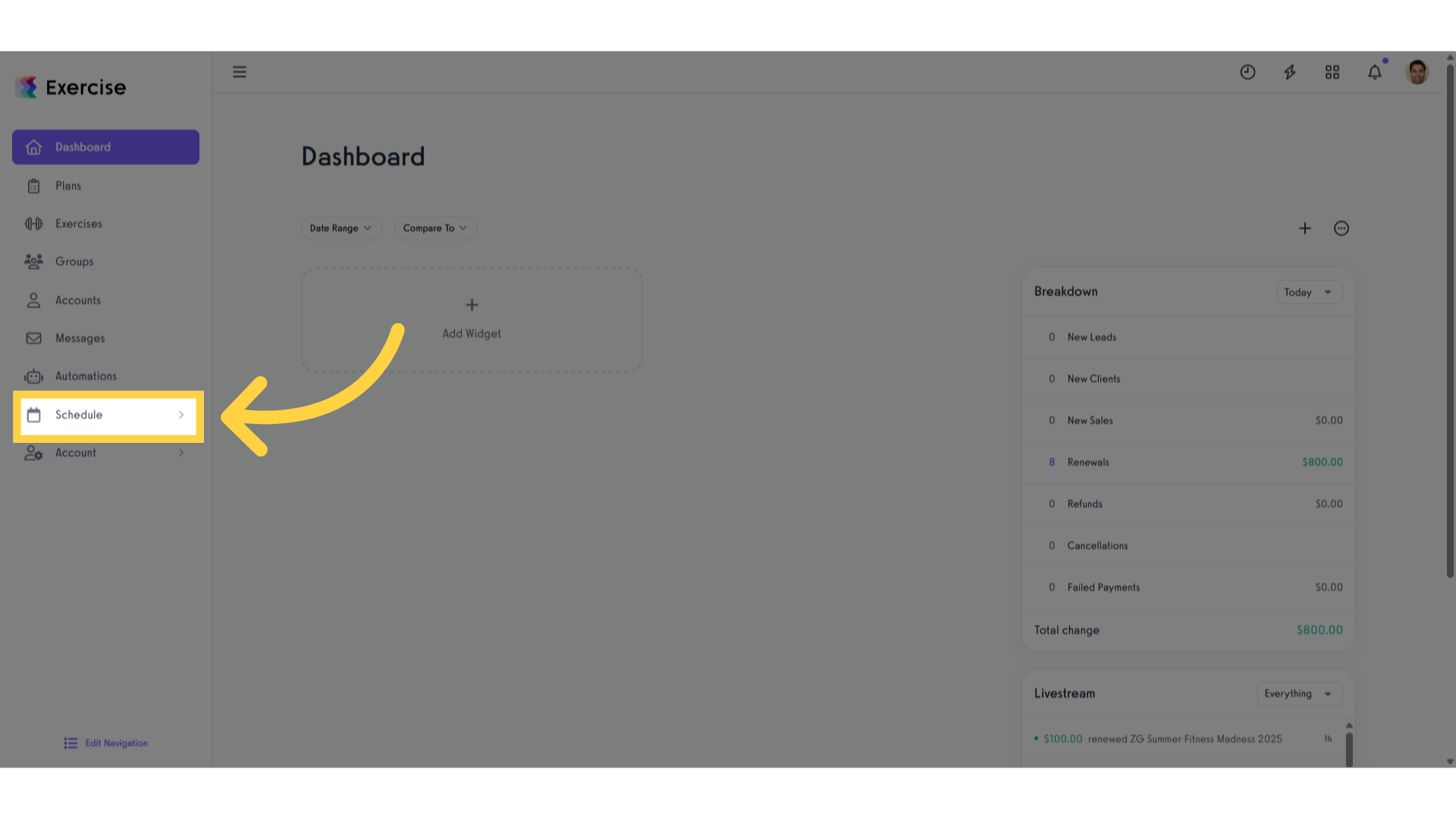 Schedule Tab