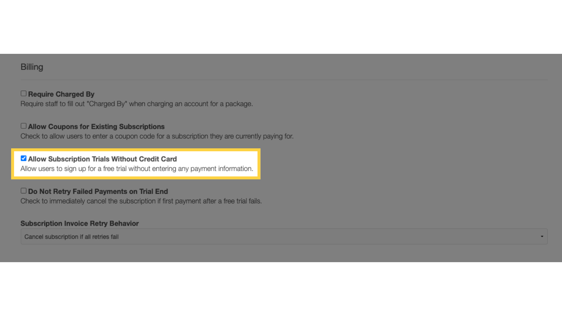 Allow users to sign up for a free trial without entering any payment information