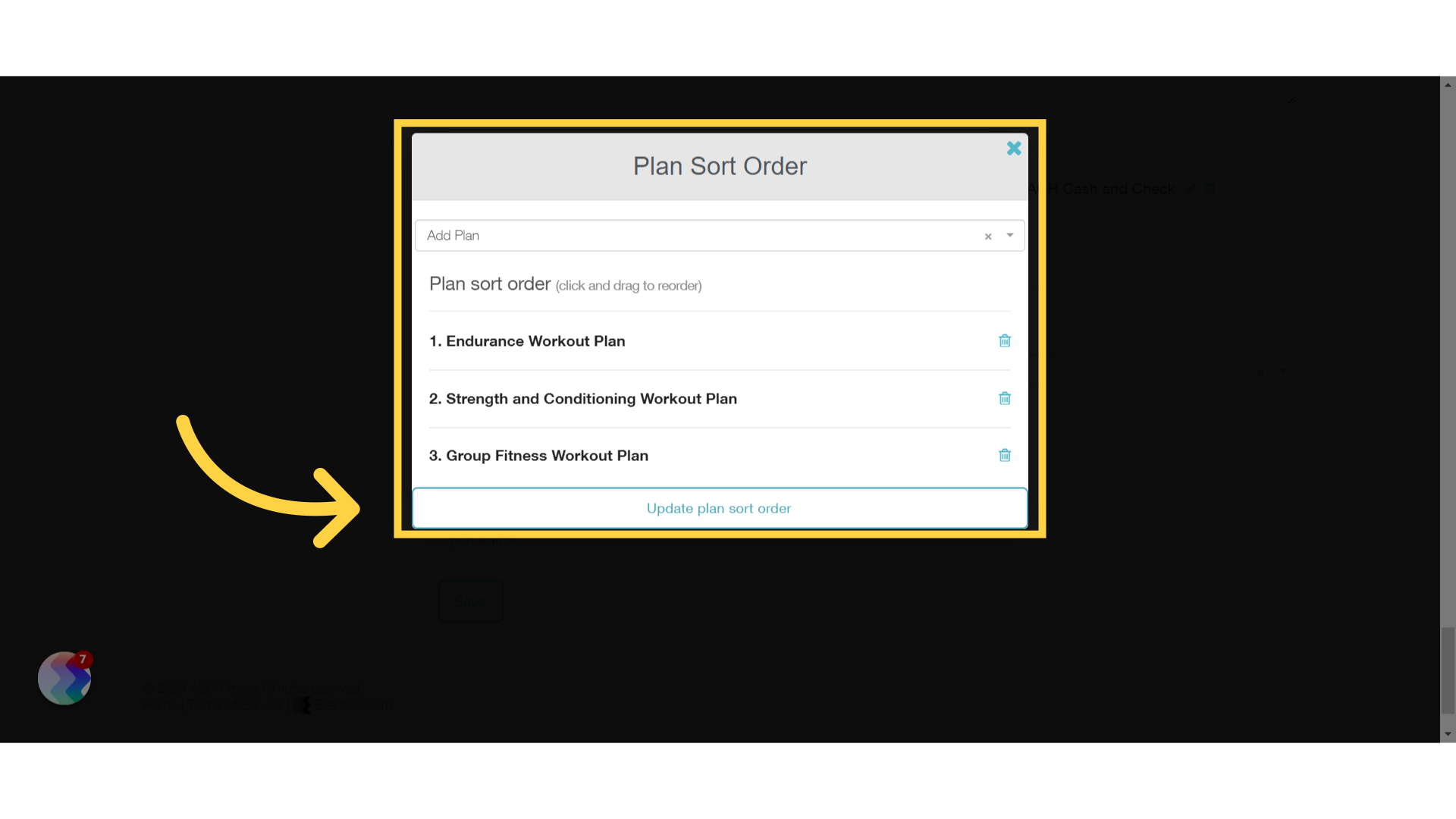 Update plan sort order