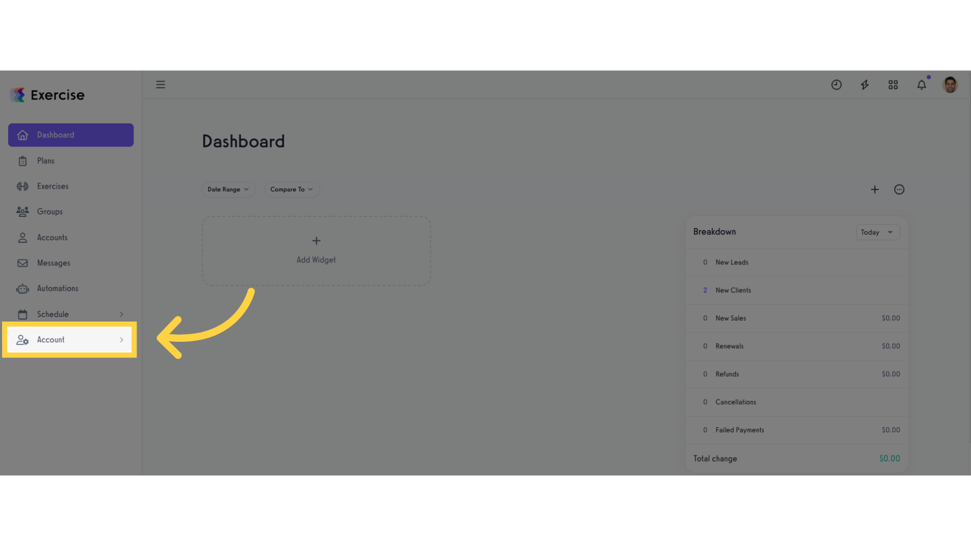 Click 'Account'
