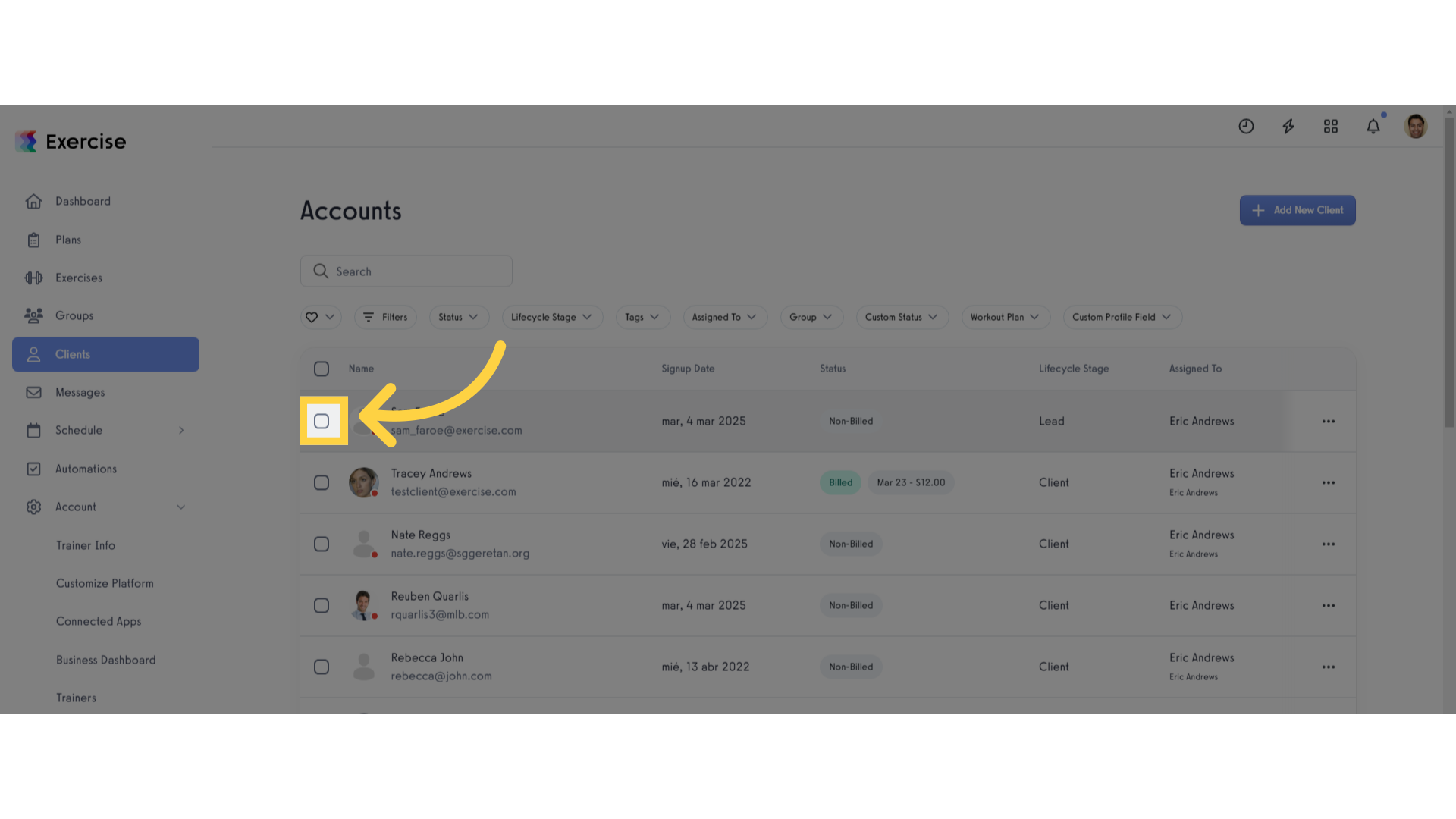 Select the client.