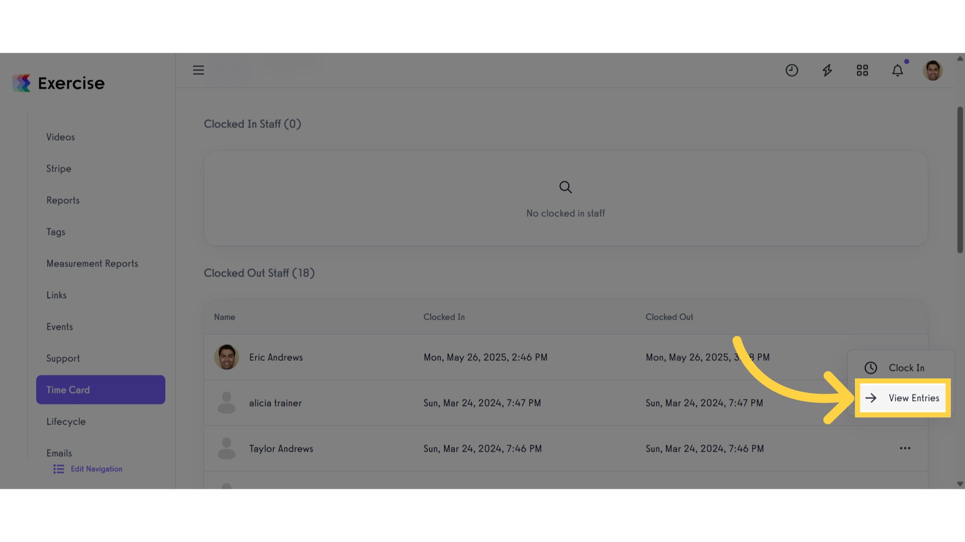 Click 'View Entries'