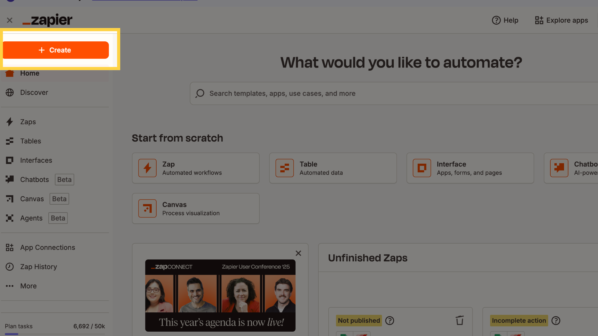 Create a new Zap